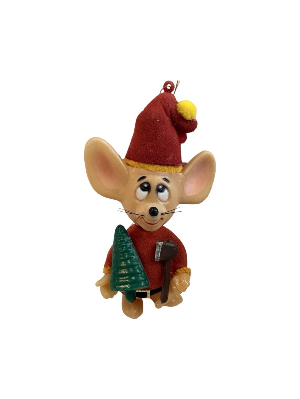 Merry Mice Flocked Christmas Ornament Jasco Vintage 1970s